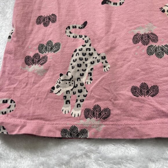 Tea Collection Leopard Print Dress Girl's 6 Pink‎ Knit Cotton Long Sleeves FLAW - Picture 5 of 8